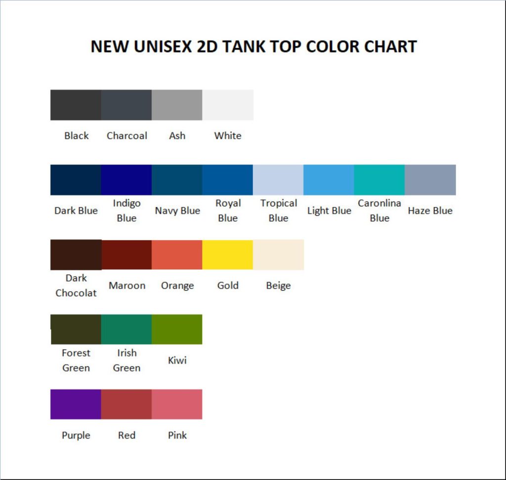 tank top color chart - Hunter x Hunter Store